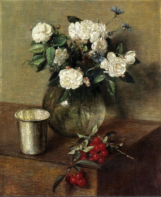 Henri Fantin-Latour White Roses and Cherries
